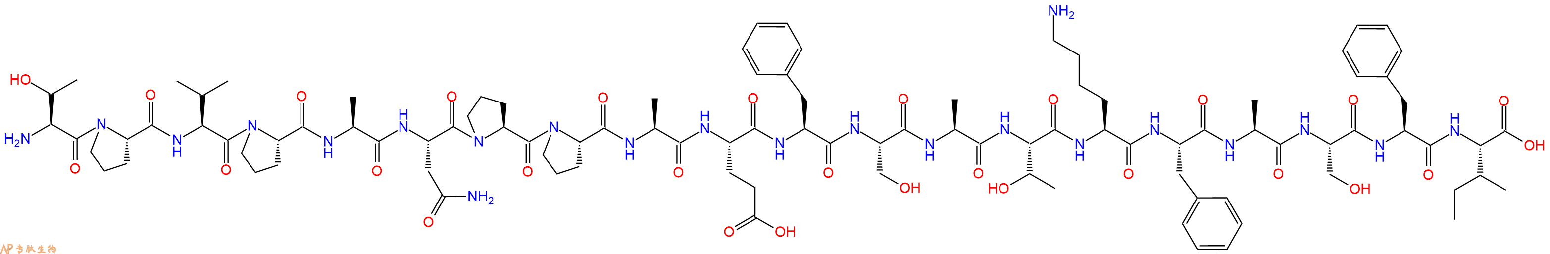 专肽生物产品H2N-Thr-Pro-Val-Pro-Ala-Asn-Pro-Pro-Ala-Glu-Phe-Ser-Ala-Thr-Lys-Phe-Ala-Ser-Phe-Ile-OH