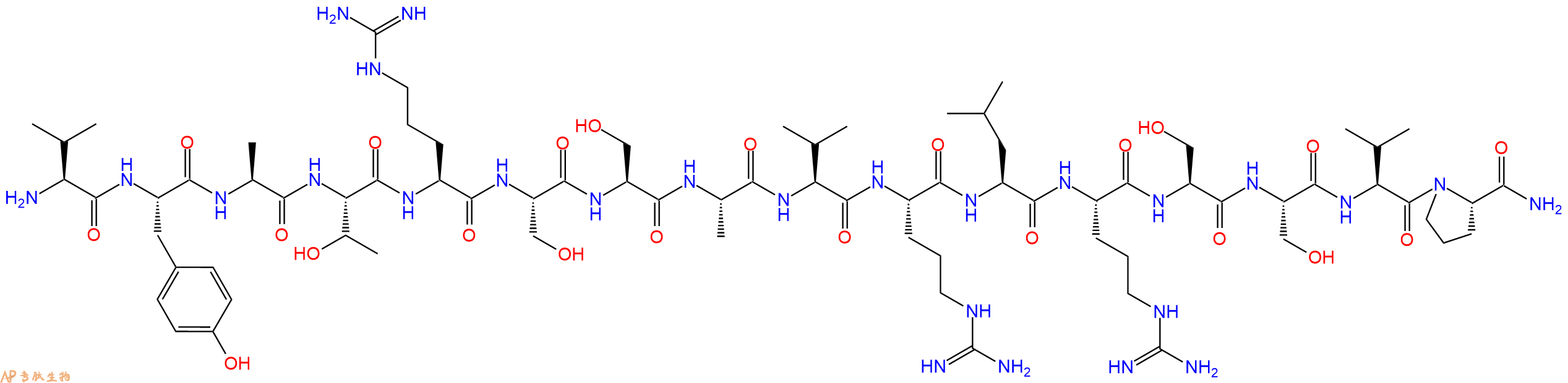 专肽生物产品H2N-Val-Tyr-Ala-Thr-Arg-Ser-Ser-Ala-Val-Arg-Leu-Arg-Ser-Ser-Val-Pro-NH2