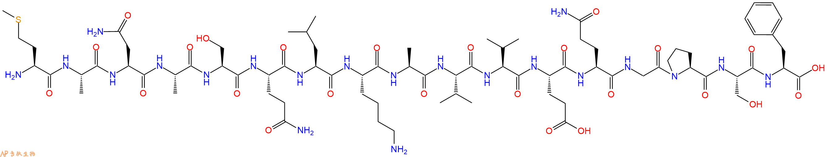 专肽生物产品H2N-Met-Ala-Asn-Ala-Ser-Gln-Leu-Lys-Ala-Val-Val-Glu-Gln-Gly-Pro-Ser-Phe-OH