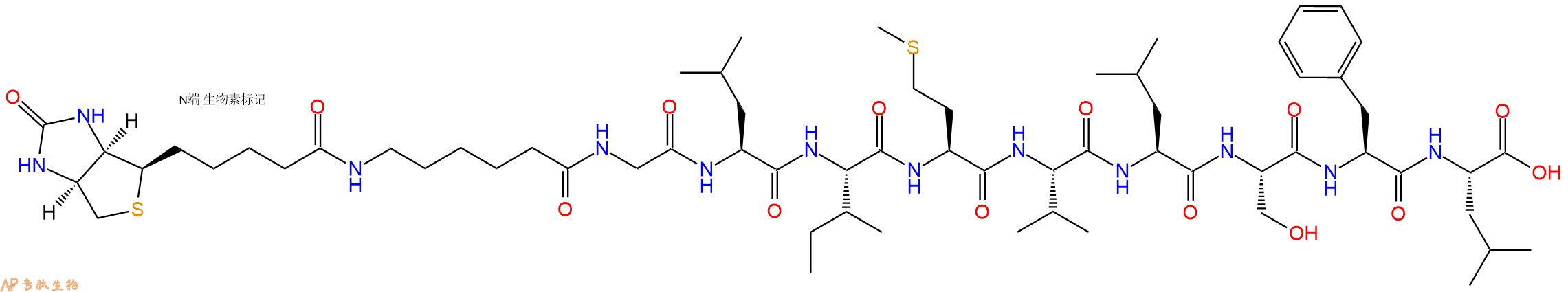 专肽生物产品Biotinyl-Ahx-Gly-Leu-Ile-Met-Val-Leu-Ser-Phe-Leu-OH