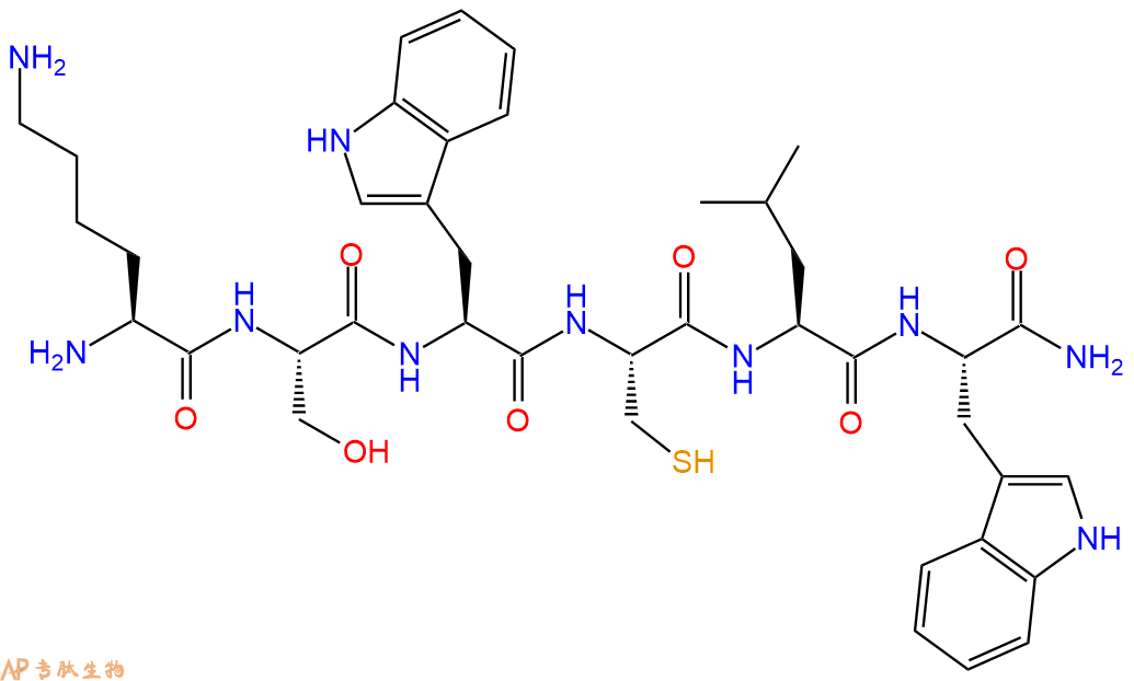 专肽生物产品H2N-Lys-Ser-Trp-Cys-Leu-Trp-NH2
