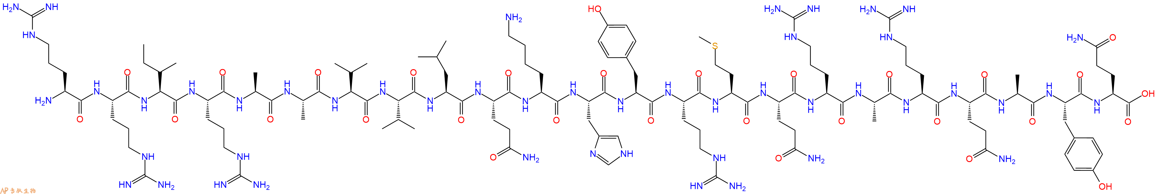 专肽生物产品H2N-Arg-Arg-Ile-Arg-Ala-Ala-Val-Val-Leu-Gln-Lys-His-Tyr-Arg-Met-Gln-Arg-Ala-Arg-Gln-Ala-Tyr-Gln-OH