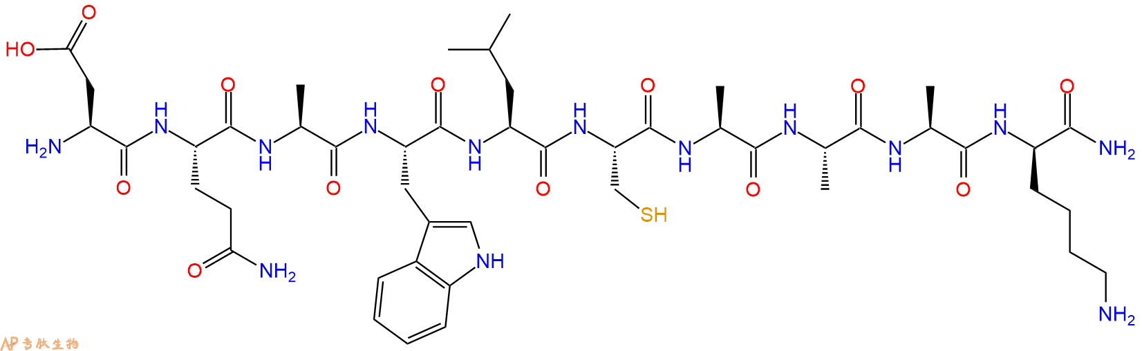 专肽生物产品H2N-Asp-Gln-Ala-Trp-Leu-Cys-Ala-Ala-Ala-DLys-NH2
