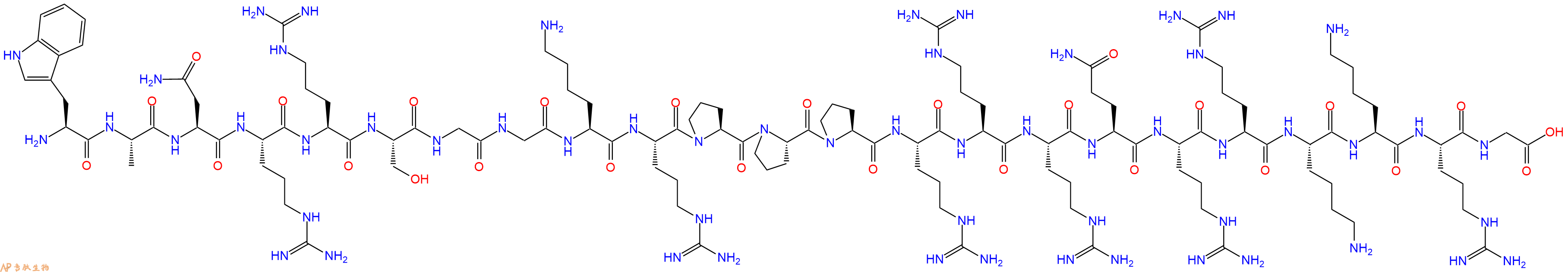 专肽生物产品H2N-Trp-Ala-Asn-Arg-Arg-Ser-Gly-Gly-Lys-Arg-Pro-Pro-Pro-Arg-Arg-Arg-Gln-Arg-Arg-Lys-Lys-Arg-Gly-OH
