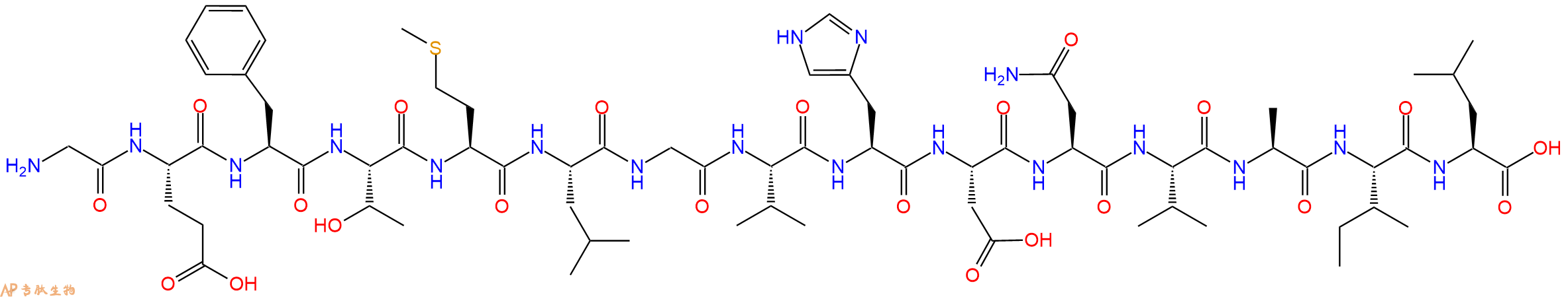 专肽生物产品H2N-Gly-Glu-Phe-Thr-Met-Leu-Gly-Val-His-Asp-Asn-Val-Ala-Ile-Leu-OH