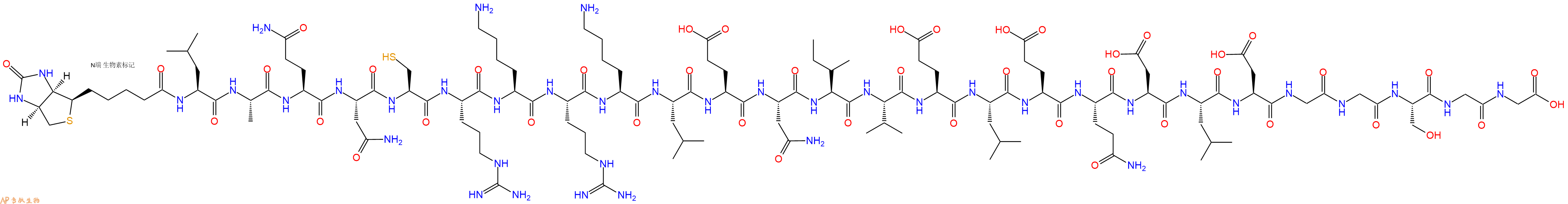 专肽生物产品Biotinyl-Leu-Ala-Gln-Asn-Cys-Arg-Lys-Arg-Lys-Leu-Glu-Asn-Ile-Val-Glu-Leu-Glu-Gln-Asp-Leu-Asp-Gly-Gly-Ser-Gly-Gly-OH