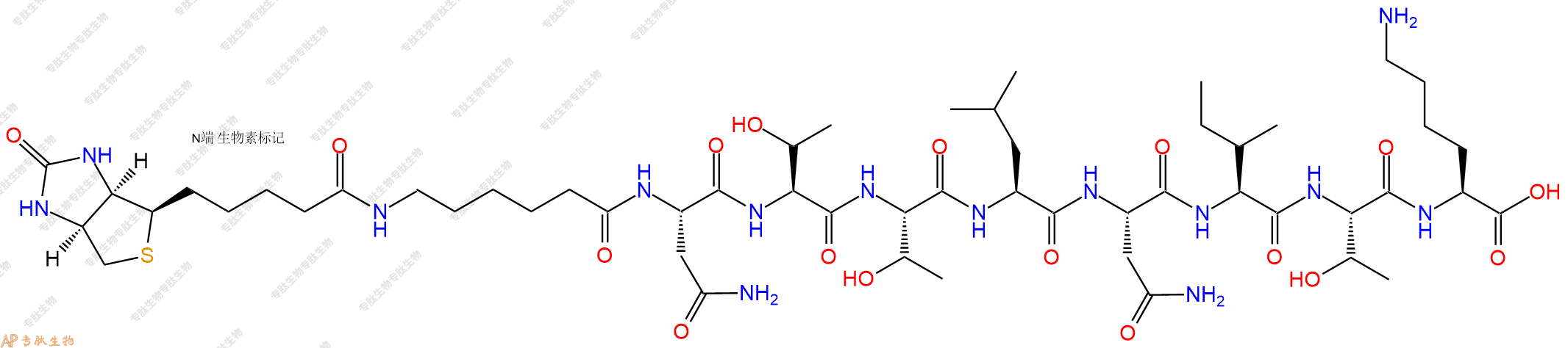 专肽生物产品Biotinyl-Ahx-Asn-Thr-Thr-Leu-Asn-Ile-Thr-Lys-OH