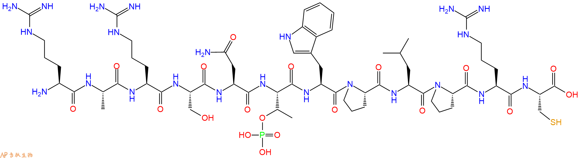 专肽生物产品H2N-Arg-Ala-Arg-Ser-Asn-pThr-Trp-Pro-Leu-Pro-Arg-Cys-OH