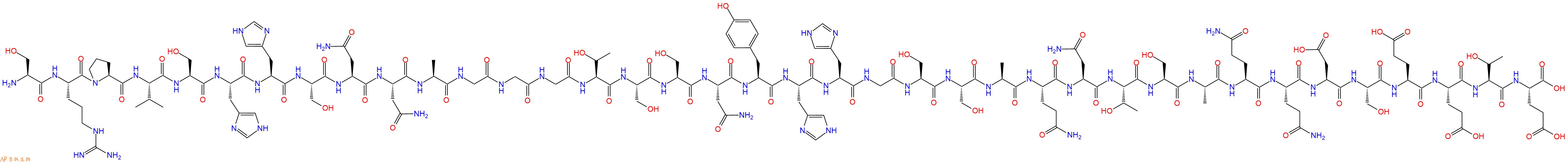 专肽生物产品H2N-Ser-Arg-Pro-Val-Ser-His-His-Ser-Asn-Asn-Ala-Gly-Gly-Gly-Thr-Ser-Ser-Asn-Tyr-His-His-Gly-Ser-Ser-Ala-Gln-Asn-Thr-Ser-Ala-Gln-Gln-Asp-Ser-Glu-Glu-Thr-Glu-OH