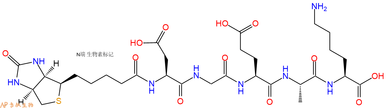 专肽生物产品Biotinyl-Asp-Gly-Glu-Ala-Lys-OH