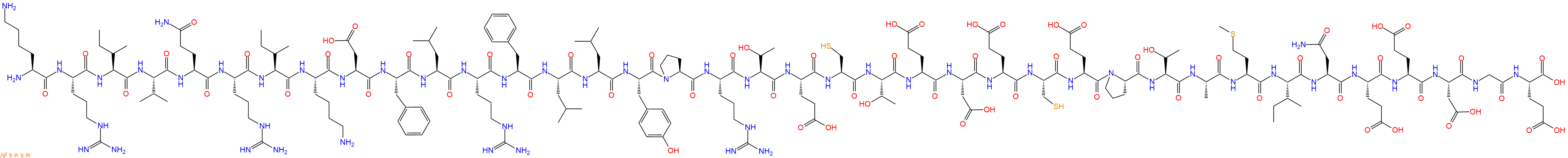 专肽生物产品H2N-Lys-Arg-Ile-Val-Gln-Arg-Ile-Lys-Asp-Phe-Leu-Arg-Phe-Leu-Leu-Tyr-Pro-Arg-Thr-Glu-Cys-Thr-Glu-Asp-Glu-Cys-Glu-Pro-Thr-Ala-Met-Ile-Asn-Glu-Glu-Asp-Gly-Glu-OH