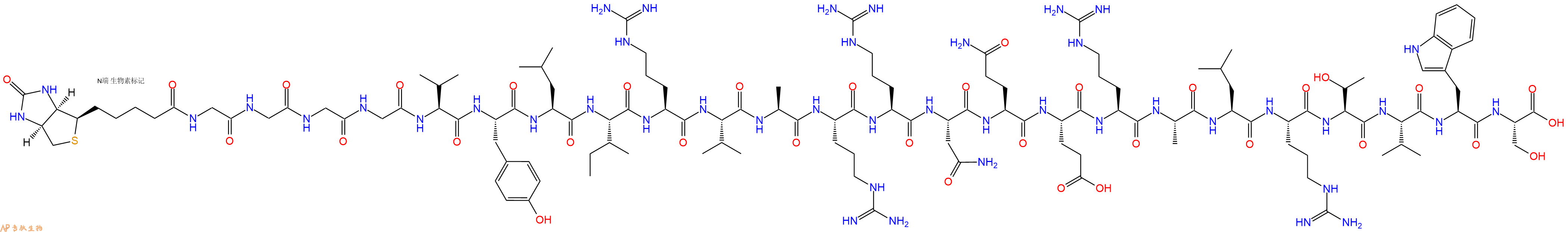 专肽生物产品Biotinyl-Gly-Gly-Gly-Gly-Val-Tyr-Leu-Ile-Arg-Val-Ala-Arg-Arg-Asn-Gln-Glu-Arg-Ala-Leu-Arg-Thr-Val-Trp-Ser-OH