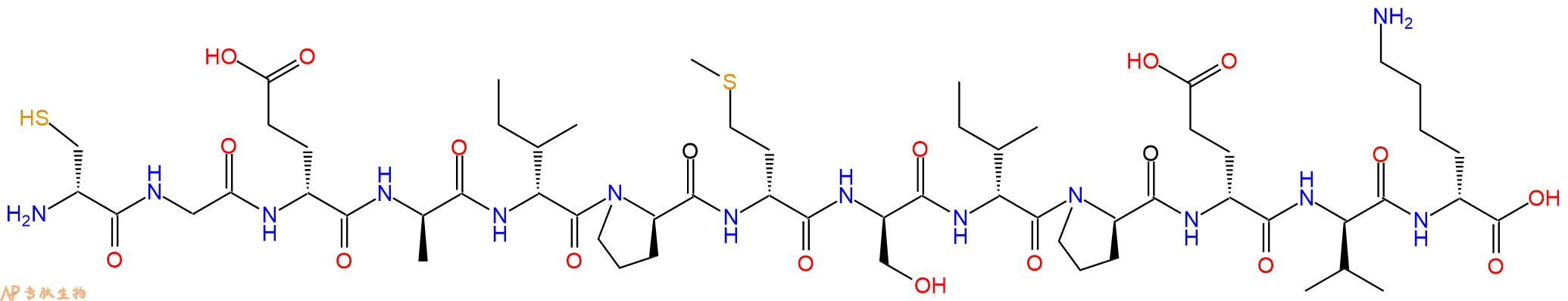 专肽生物产品H2N-DCys-Gly-DGlu-DAla-DIle-DPro-DMet-DSer-DIle-DPro-DGlu-DVal-DLys-OH