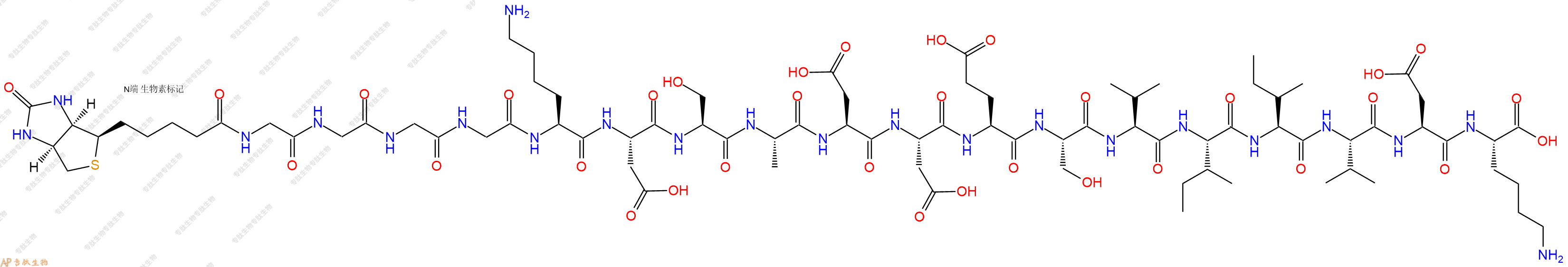 专肽生物产品Biotinyl-Gly-Gly-Gly-Gly-Lys-Asp-Ser-Ala-Asp-Asp-Glu-Ser-Val-Ile-Ile-Val-Asp-Lys-OH