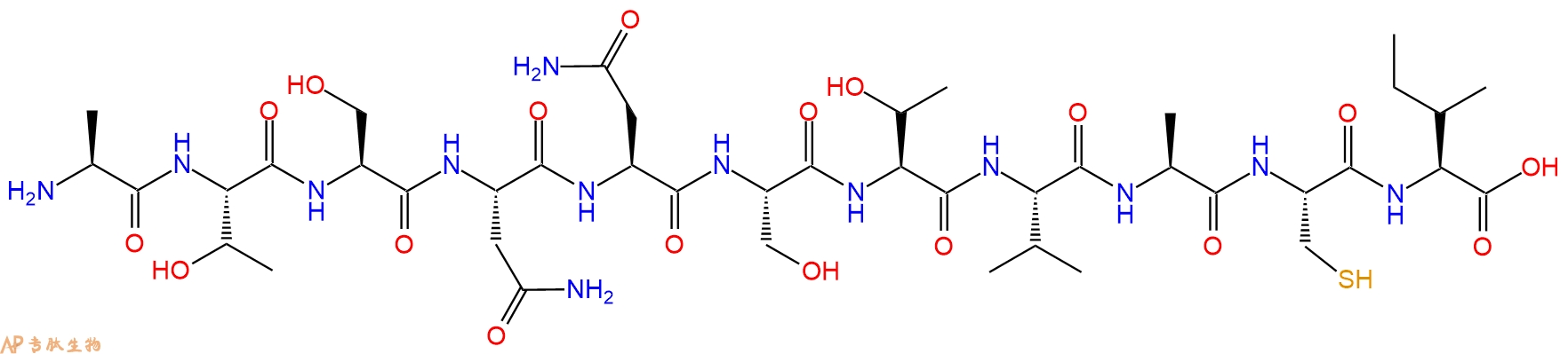 专肽生物产品H2N-Ala-Thr-Ser-Asn-Asn-Ser-Thr-Val-Ala-Cys-Ile-OH