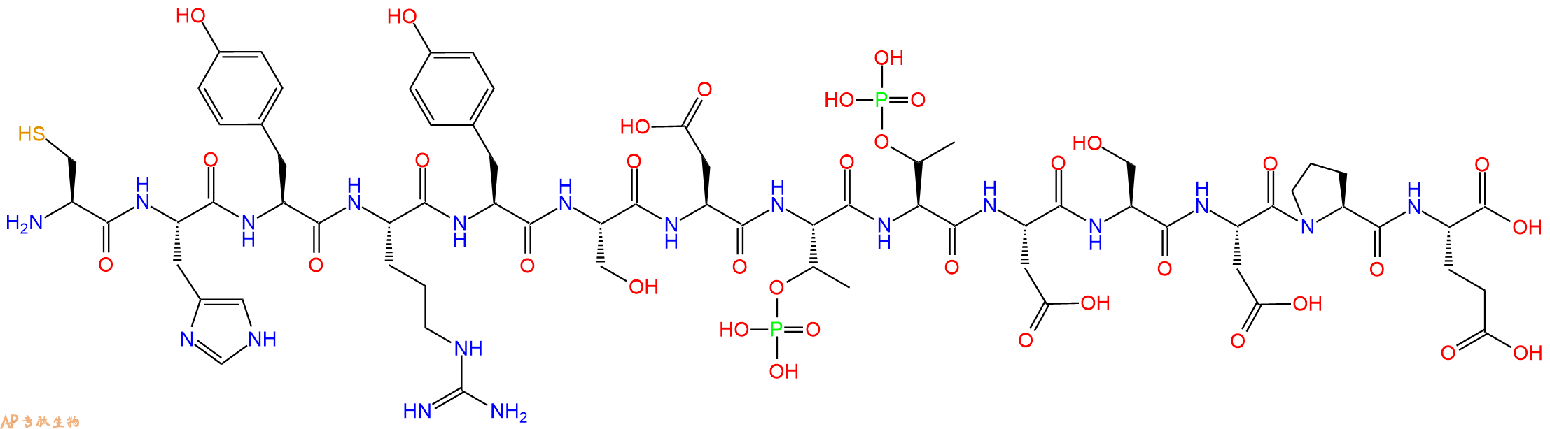专肽生物产品H2N-Cys-His-Tyr-Arg-Tyr-Ser-Asp-Thr(PO3H2)-Thr(PO3H2)-Asp-Ser-Asp-Pro-Glu-OH