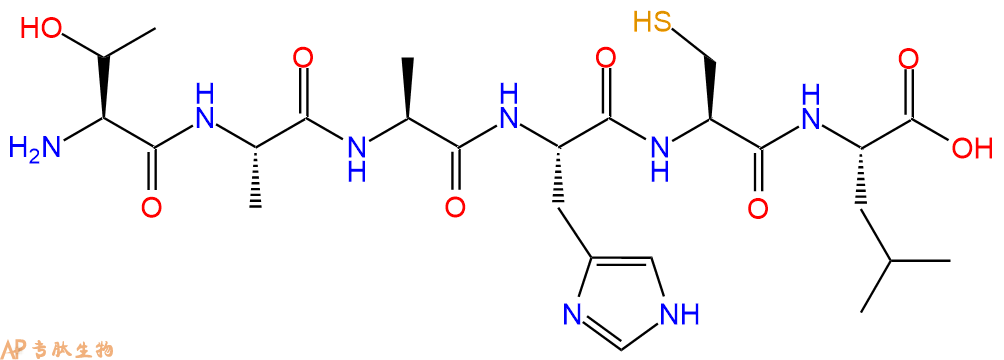 专肽生物产品H2N-Thr-Ala-Ala-His-Cys-Leu-OH