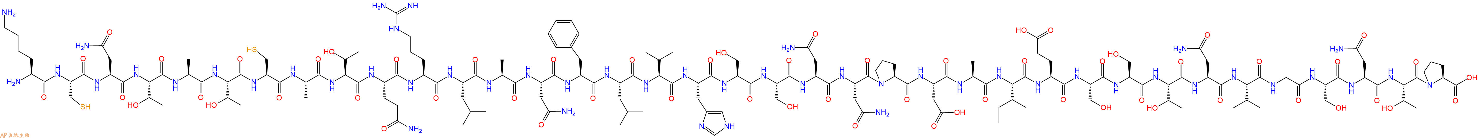 专肽生物产品H2N-Lys-Cys-Asn-Thr-Ala-Thr-Cys-Ala-Thr-Gln-Arg-Leu-Ala-Asn-Phe-Leu-Val-His-Ser-Ser-Asn-Asn-Pro-Asp-Ala-Ile-Glu-Ser-Ser-Thr-Asn-Val-Gly-Ser-Asn-Thr-Pro-OH