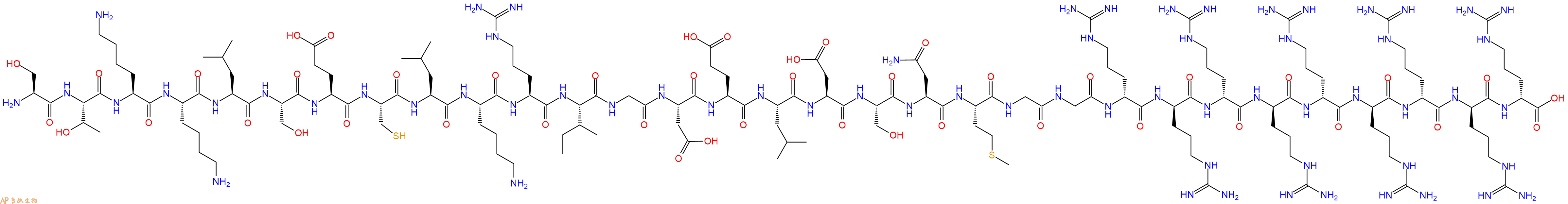 专肽生物产品H2N-Ser-Thr-Lys-Lys-Leu-Ser-Glu-Cys-Leu-Lys-Arg-Ile-Gly-Asp-Glu-Leu-Asp-Ser-Asn-Met-Gly-Gly-DArg-DArg-DArg-DArg-DArg-DArg-DArg-DArg-DArg-OH