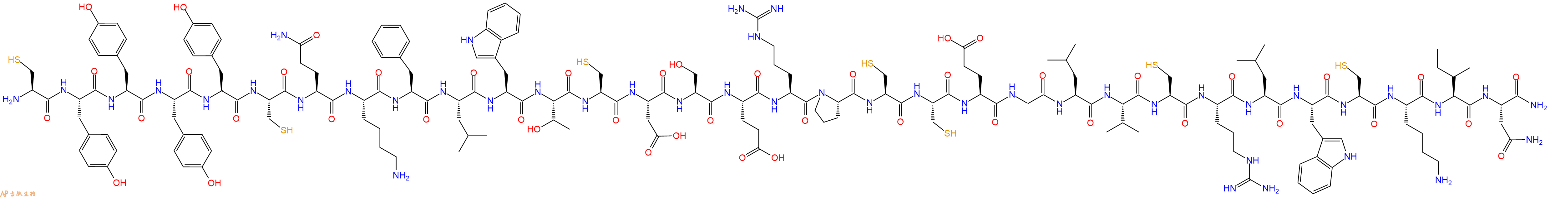 专肽生物产品H2N-Cys-Tyr-Tyr-Tyr-Tyr-Cys-Gln-Lys-Phe-Leu-Trp-Thr-Cys-Asp-Ser-Glu-Arg-Pro-Cys-Cys-Glu-Gly-Leu-Val-Cys-Arg-Leu-Trp-Cys-Lys-Ile-Asn-NH2