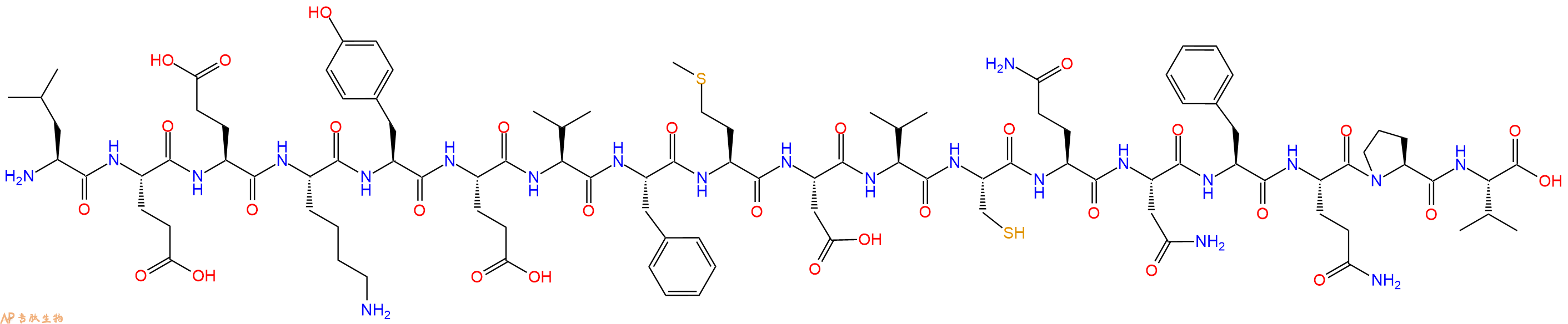 专肽生物产品H2N-Leu-Glu-Glu-Lys-Tyr-Glu-Val-Phe-Met-Asp-Val-Cys-Gln-Asn-Phe-Gln-Pro-Val-OH