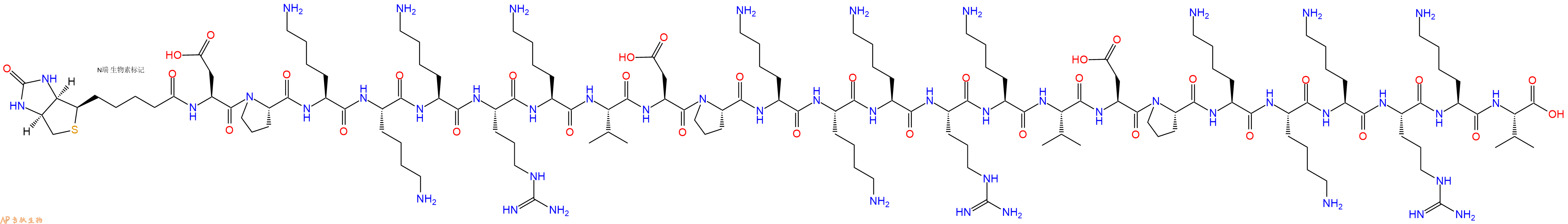 专肽生物产品Biotinyl-Asp-Pro-Lys-Lys-Lys-Arg-Lys-Val-Asp-Pro-Lys-Lys-Lys-Arg-Lys-Val-Asp-Pro-Lys-Lys-Lys-Arg-Lys-Val-OH