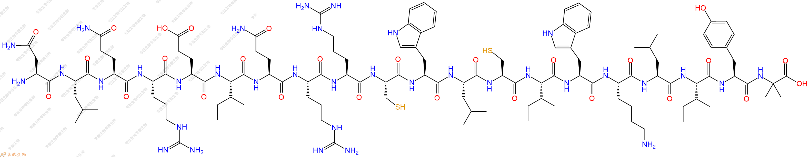 专肽生物产品H2N-Asn-Leu-Gln-Arg-Glu-Ile-Gln-Arg-Arg-Cys-Trp-Leu-Cys-Ile-Trp-Lys-Leu-Ile-Tyr-Aib-OH