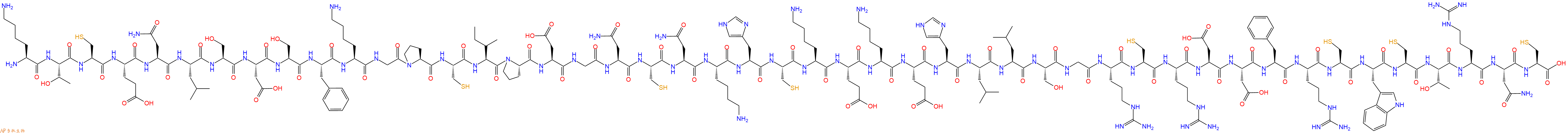 专肽生物产品H2N-Lys-Thr-Cys-Glu-Asn-Leu-Ser-Asp-Ser-Phe-Lys-Gly-Pro-Cys-Ile-Pro-Asp-Gly-Asn-Cys-Asn-Lys-His-Cys-Lys-Glu-Lys-Glu-His-Leu-Leu-Ser-Gly-Arg-Cys-Arg-Asp-Asp-Phe-Arg-Cys-Trp-Cys-Thr-Arg-Asn-Cys-OH