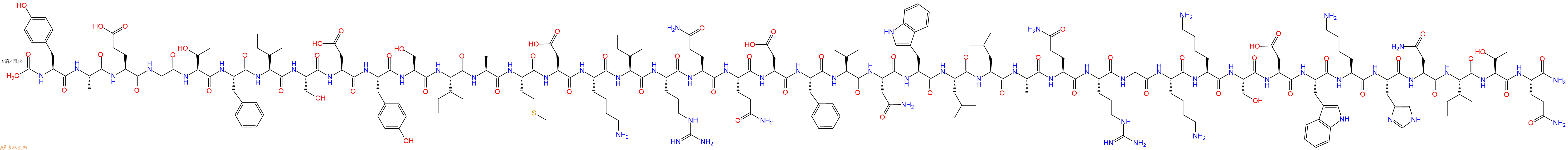专肽生物产品Ac-Tyr-Ala-Glu-Gly-Thr-Phe-Ile-Ser-Asp-Tyr-Ser-Ile-Ala-Met-Asp-Lys-Ile-Arg-Gln-Gln-Asp-Phe-Val-Asn-Trp-Leu-Leu-Ala-Gln-Arg-Gly-Lys-Lys-Ser-Asp-Trp-Lys-His-Asn-Ile-Thr-Gln-NH2