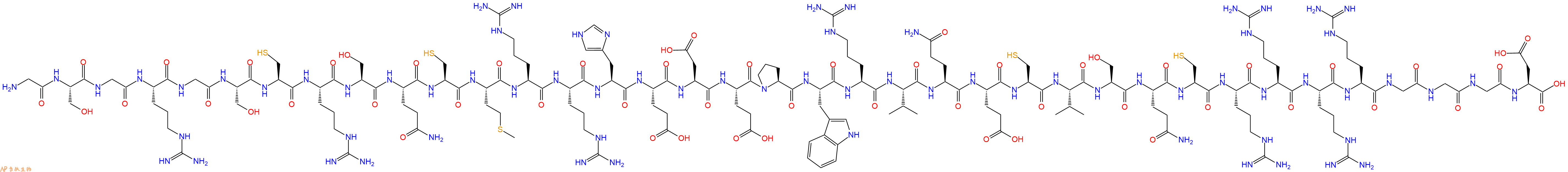 专肽生物产品H2N-Gly-Ser-Gly-Arg-Gly-Ser-Cys-Arg-Ser-Gln-Cys-Met-Arg-Arg-His-Glu-Asp-Glu-Pro-Trp-Arg-Val-Gln-Glu-Cys-Val-Ser-Gln-Cys-Arg-Arg-Arg-Arg-Gly-Gly-Gly-Asp-OH