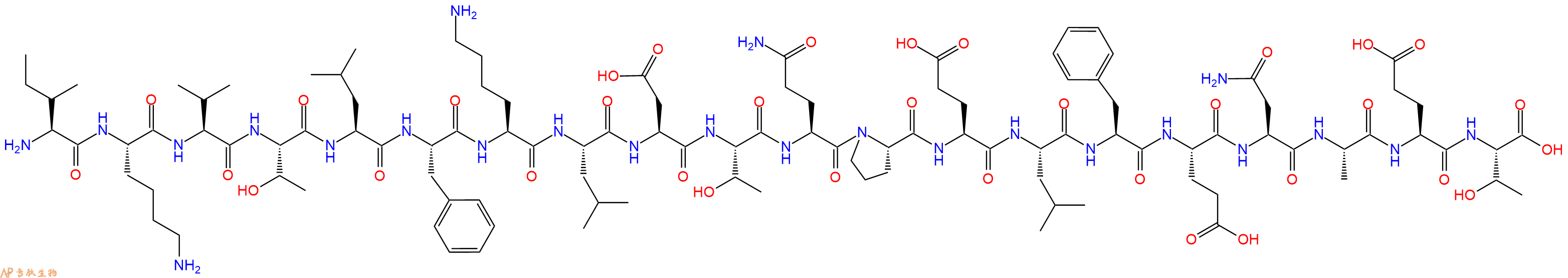 专肽生物产品H2N-Ile-Lys-Val-Thr-Leu-Phe-Lys-Leu-Asp-Thr-Gln-Pro-Glu-Leu-Phe-Glu-Asn-Ala-Glu-Thr-OH