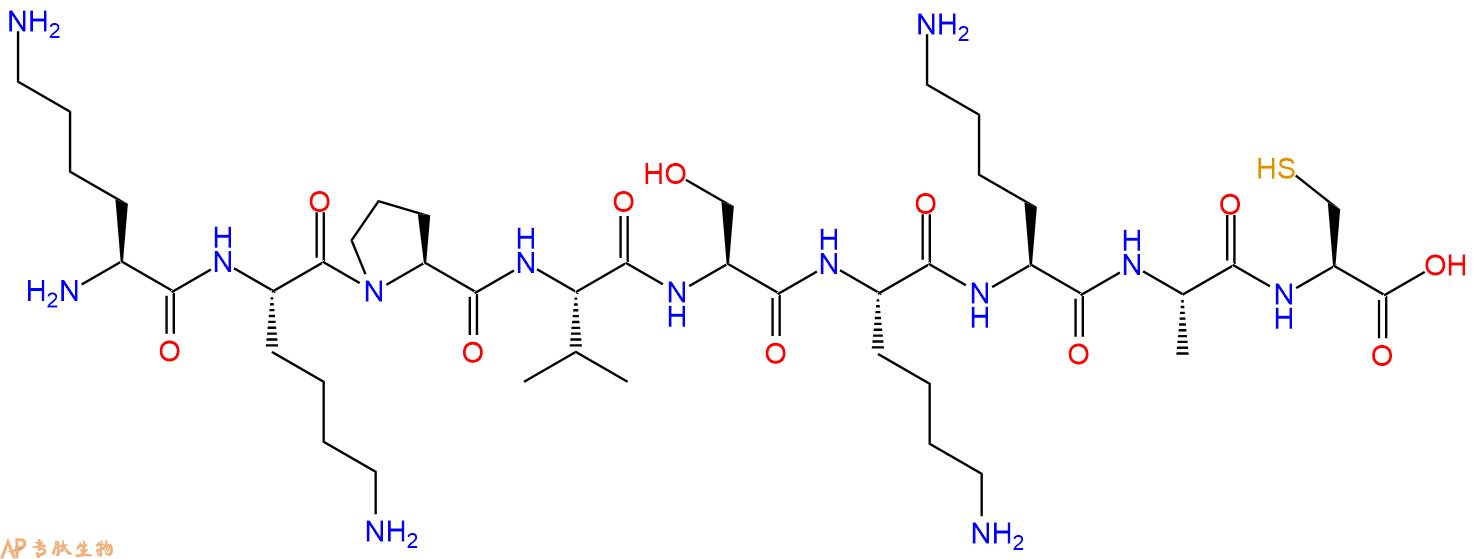 专肽生物产品H2N-Lys-Lys-Pro-Val-Ser-Lys-Lys-Ala-Cys-OH