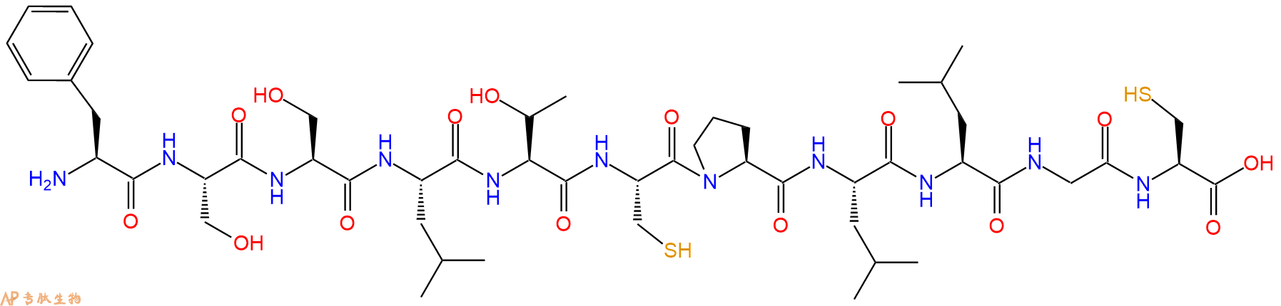专肽生物产品H2N-Phe-Ser-Ser-Leu-Thr-Cys-Pro-Leu-Leu-Gly-Cys-OH