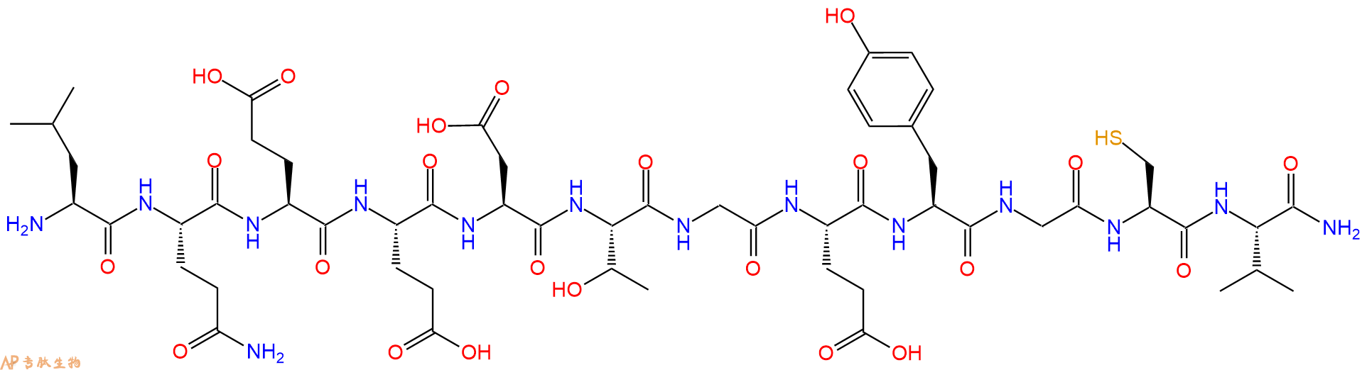 专肽生物产品H2N-Leu-Gln-Glu-Glu-Asp-Thr-Gly-Glu-Tyr-Gly-Cys-Val-NH2