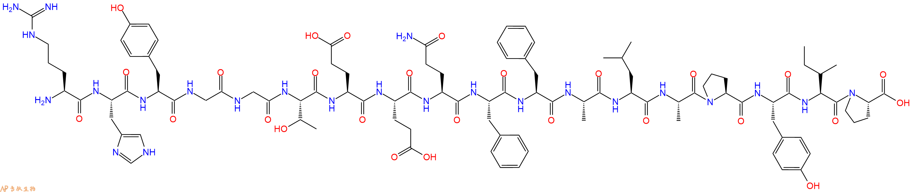 专肽生物产品H2N-Arg-His-Tyr-Gly-Gly-Thr-Glu-Glu-Gln-Phe-Phe-Ala-Leu-Ala-Pro-Tyr-Ile-Pro-OH