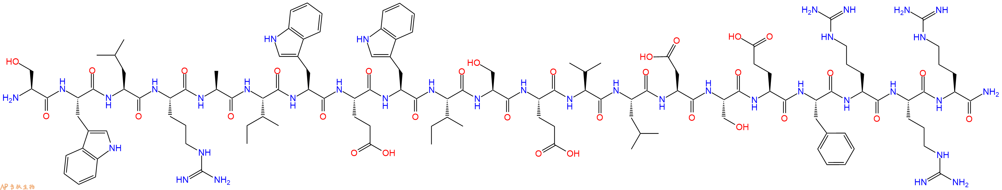专肽生物产品H2N-Ser-Trp-Leu-Arg-Ala-Ile-Trp-Glu-Trp-Ile-Ser-Glu-Val-Leu-Asp-Ser-Glu-Phe-Arg-Arg-Arg-NH2