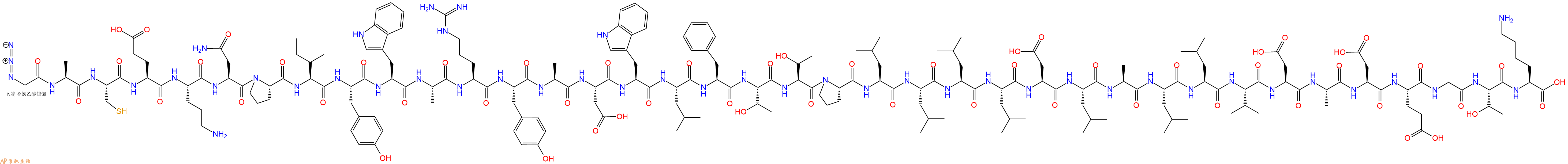 专肽生物产品N3Gly-Ala-Cys-Glu-Orn-Asn-Pro-Ile-Tyr-Trp-Ala-Arg-Tyr-Ala-Asp-Trp-Leu-Phe-Thr-Thr-Pro-Leu-Leu-Leu-Leu-Asp-Leu-Ala-Leu-Leu-Val-Asp-Ala-Asp-Glu-Gly-Thr-Lys-OH