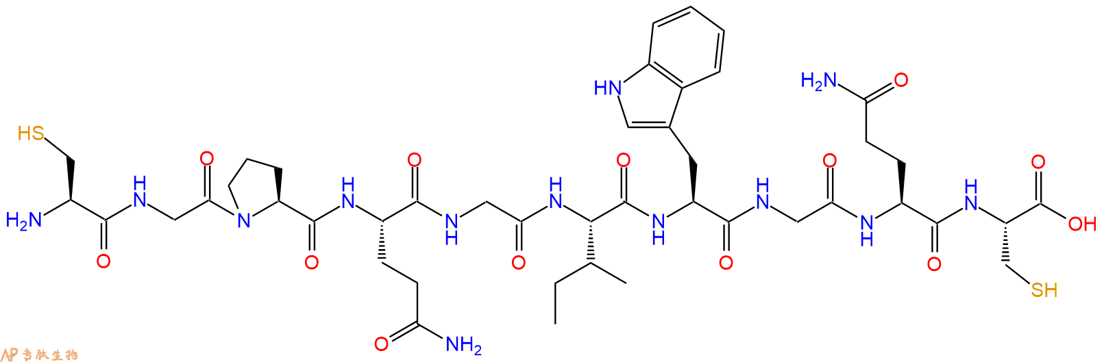 专肽生物产品H2N-Cys-Gly-Pro-Gln-Gly-Ile-Trp-Gly-Gln-Cys-OH
