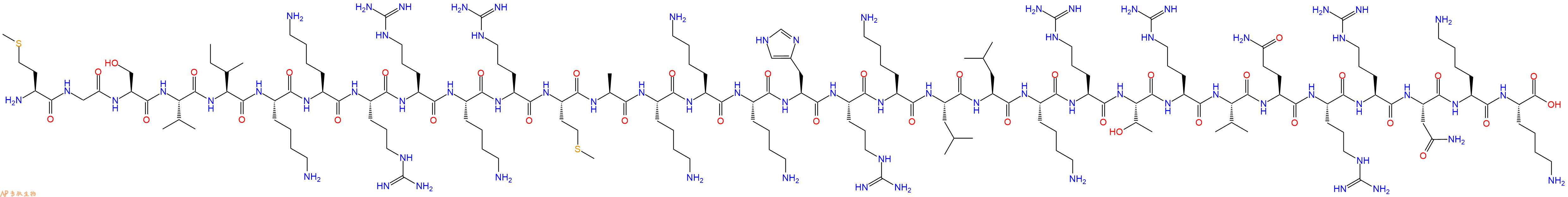 专肽生物产品H2N-Met-Gly-Ser-Val-Ile-Lys-Lys-Arg-Arg-Lys-Arg-Met-Ala-Lys-Lys-Lys-His-Arg-Lys-Leu-Leu-Lys-Arg-Thr-Arg-Val-Gln-Arg-Arg-Asn-Lys-Lys-OH