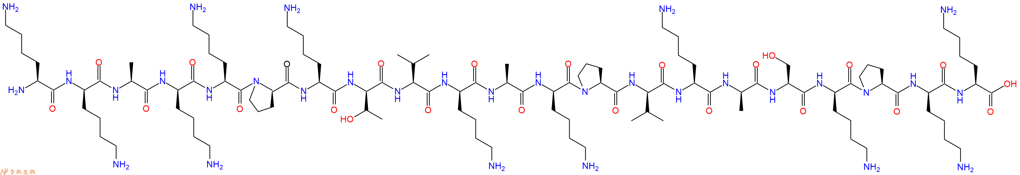 专肽生物产品H2N-Lys-DLys-Ala-DLys-Lys-DPro-Lys-DThr-Val-DLys-Ala-DLys-Pro-DVal-Lys-DAla-Ser-DLys-Pro-DLys-Lys-OH