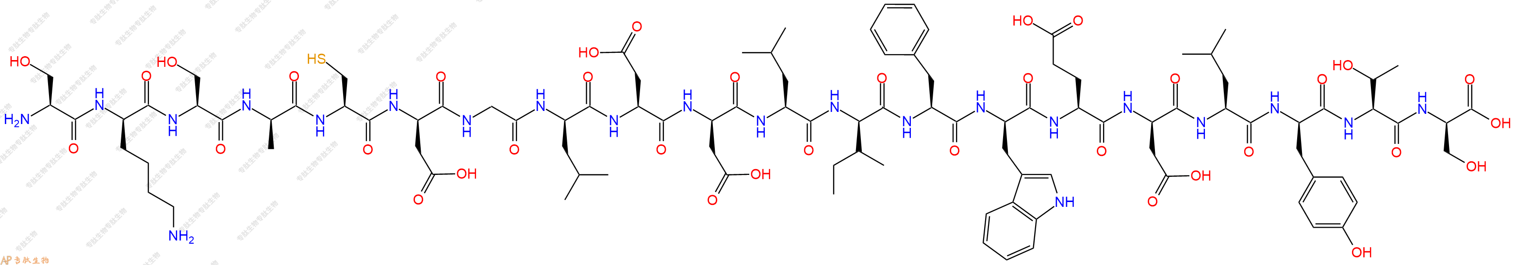 专肽生物产品H2N-Ser-DLys-Ser-DAla-Cys-DAsp-Gly-DLeu-Asp-DAsp-Leu-DIle-Phe-DTrp-Glu-DAsp-Leu-DTyr-Thr-DSer-OH