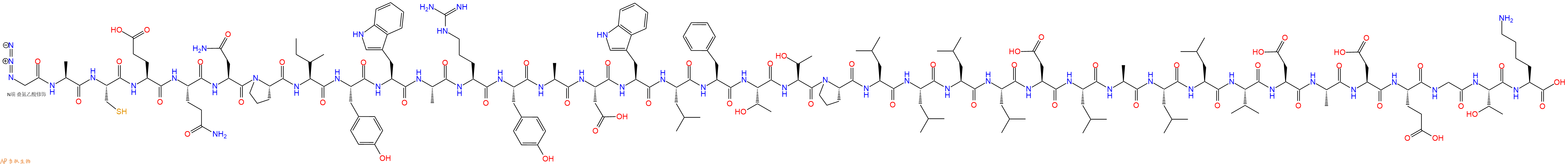 专肽生物产品N3Gly-Ala-Cys-Glu-Gln-Asn-Pro-Ile-Tyr-Trp-Ala-Arg-Tyr-Ala-Asp-Trp-Leu-Phe-Thr-Thr-Pro-Leu-Leu-Leu-Leu-Asp-Leu-Ala-Leu-Leu-Val-Asp-Ala-Asp-Glu-Gly-Thr-Lys-OH