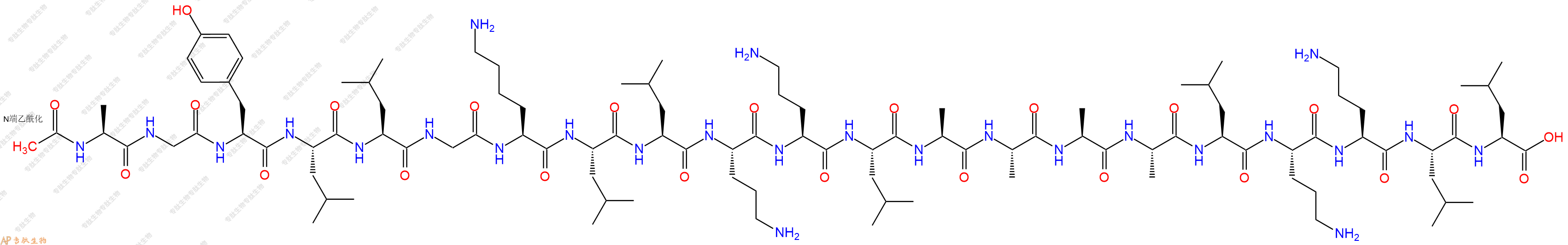 专肽生物产品Ac-Ala-Gly-Tyr-Leu-Leu-Gly-Lys-Leu-Leu-Orn-Orn-Leu-Ala-Ala-Ala-Ala-Leu-Orn-Orn-Leu-Leu-OH
