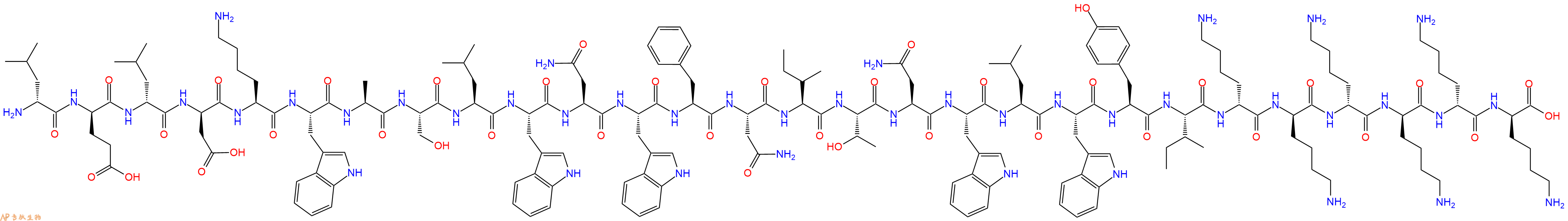 专肽生物产品H2N-DLeu-DGlu-DLeu-DAsp-Lys-Trp-Ala-Ser-Leu-Trp-Asn-Trp-Phe-Asn-Ile-Thr-Asn-Trp-Leu-Trp-Tyr-Ile-DLys-DLys-DLys-DLys-DLys-DLys-OH