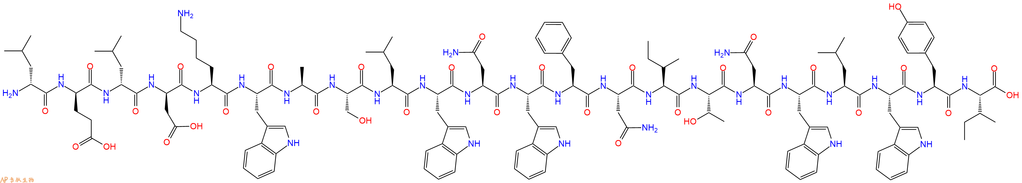 专肽生物产品H2N-DLeu-DGlu-DLeu-DAsp-Lys-Trp-Ala-Ser-Leu-Trp-Asn-Trp-Phe-Asn-Ile-Thr-Asn-Trp-Leu-Trp-Tyr-Ile-OH