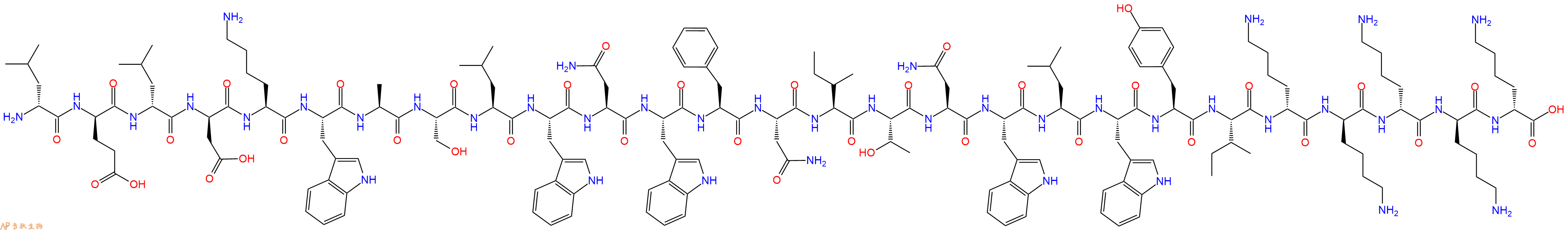 专肽生物产品H2N-DLeu-DGlu-DLeu-DAsp-Lys-Trp-Ala-Ser-Leu-Trp-Asn-Trp-Phe-Asn-Ile-Thr-Asn-Trp-Leu-Trp-Tyr-Ile-DLys-DLys-DLys-DLys-DLys-OH