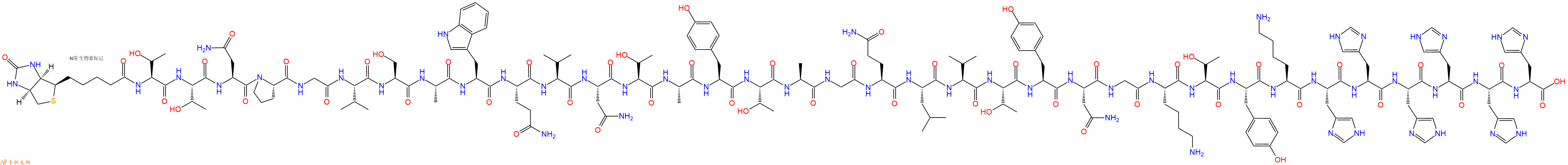 专肽生物产品Biotinyl-Thr-Thr-Asn-Pro-Gly-Val-Ser-Ala-Trp-Gln-Val-Asn-Thr-Ala-Tyr-Thr-Ala-Gly-Gln-Leu-Val-Thr-Tyr-Asn-Gly-Lys-Thr-Tyr-Lys-His-His-His-His-His-His-OH