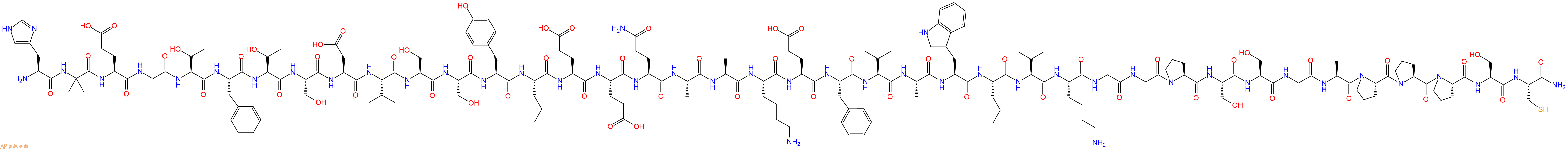 专肽生物产品H2N-His-Aib-Glu-Gly-Thr-Phe-Thr-Ser-Asp-Val-Ser-Ser-Tyr-Leu-Glu-Glu-Gln-Ala-Ala-Lys-Glu-Phe-Ile-Ala-Trp-Leu-Val-Lys-Gly-Gly-Pro-Ser-Ser-Gly-Ala-Pro-Pro-Pro-Ser-Cys-NH2