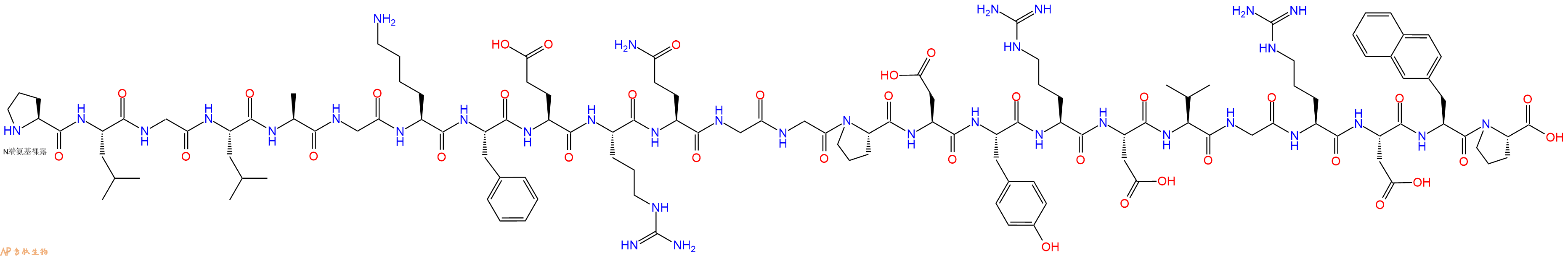 专肽生物产品H2N-Pro-Leu-Gly-Leu-Ala-Gly-Lys-Phe-Glu-Arg-Gln-Gly-Gly-Pro-Asp-Tyr-Arg-Asp-Val-Gly-Arg-Asp-2Nal-Pro-OH