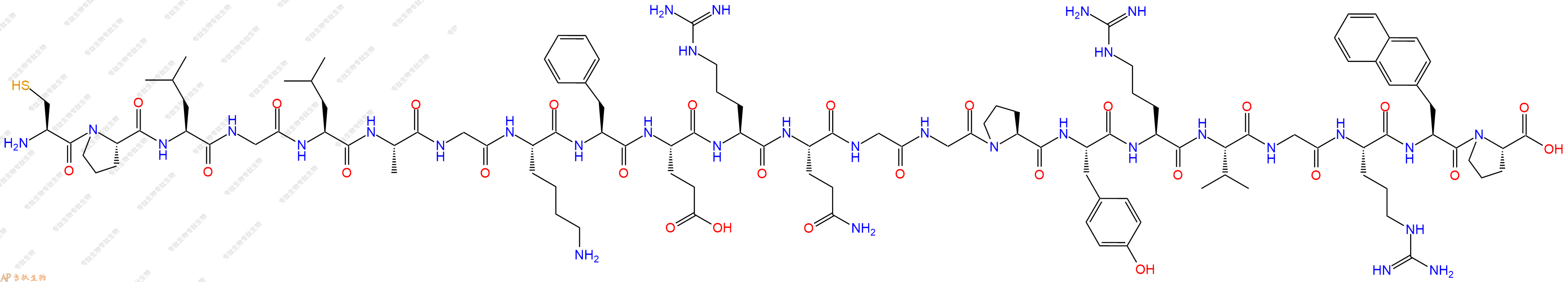 专肽生物产品H2N-Cys-Pro-Leu-Gly-Leu-Ala-Gly-Lys-Phe-Glu-Arg-Gln-Gly-Gly-Pro-Tyr-Arg-Val-Gly-Arg-2Nal-Pro-OH